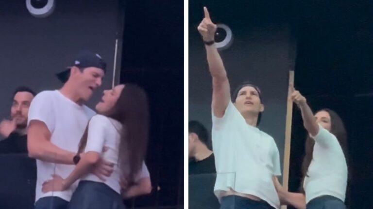 Ashton Kutcher, Mila Kunis Share Sweet Moment at Backstreet Boys Concert