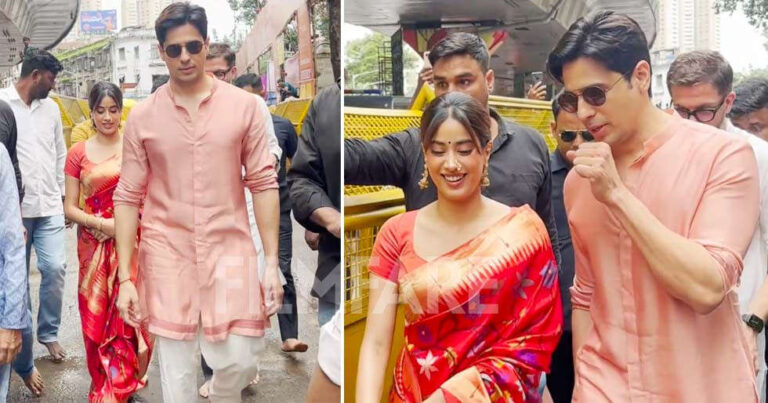 Photos: Sidharth Malhotra and Janhvi Kapoor visit Lalbaugcha Raja ahead of Param Sundari release