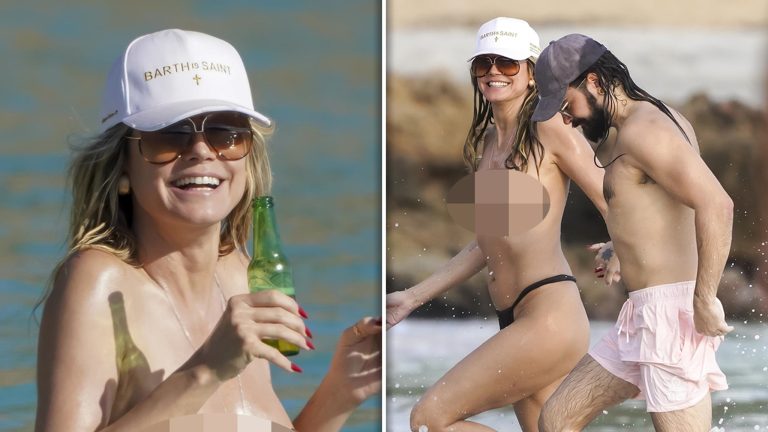 Heidi Klum Splashes Around Topless in Ocean with Husband Tom Kaulitz