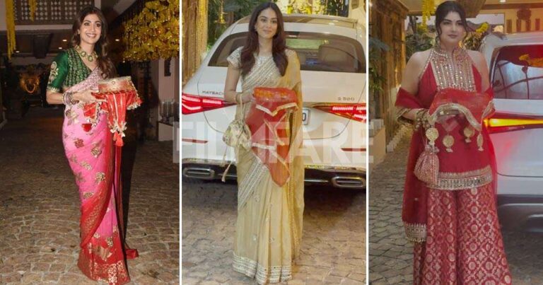 Photos: Shilpa Shetty, Mira Kapoor and Anshula Kapoor arrive for Karwa Chauth celebrations